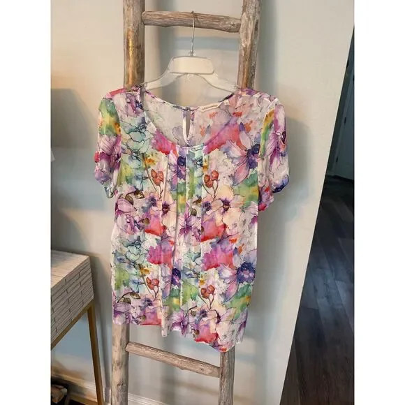 Soft Surroundings Colorful Floral Blouse - Picture 7 of 9